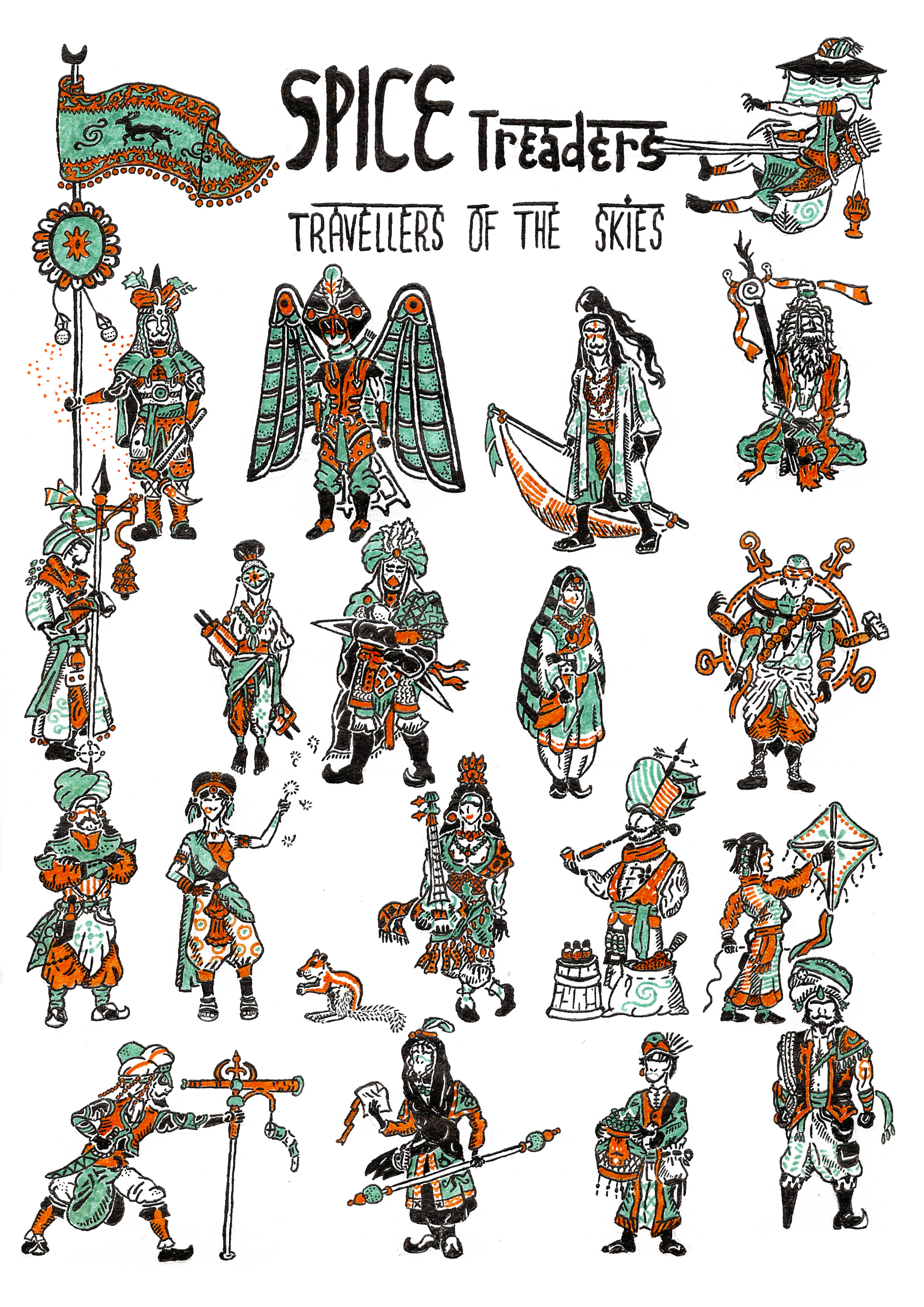 Spice Treaders - Illustration originale medieval/fantasy imprimée A4