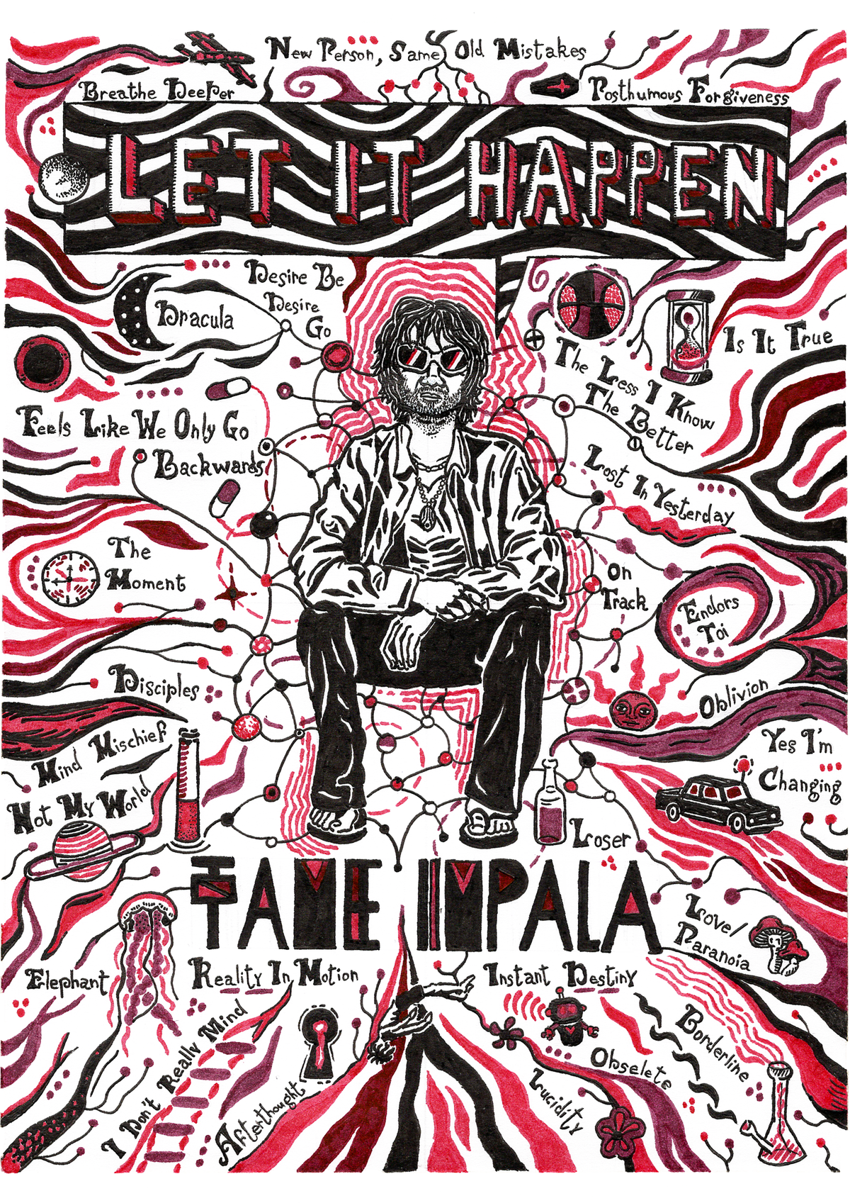 Let it Happen - Illustration originale imprimée A4