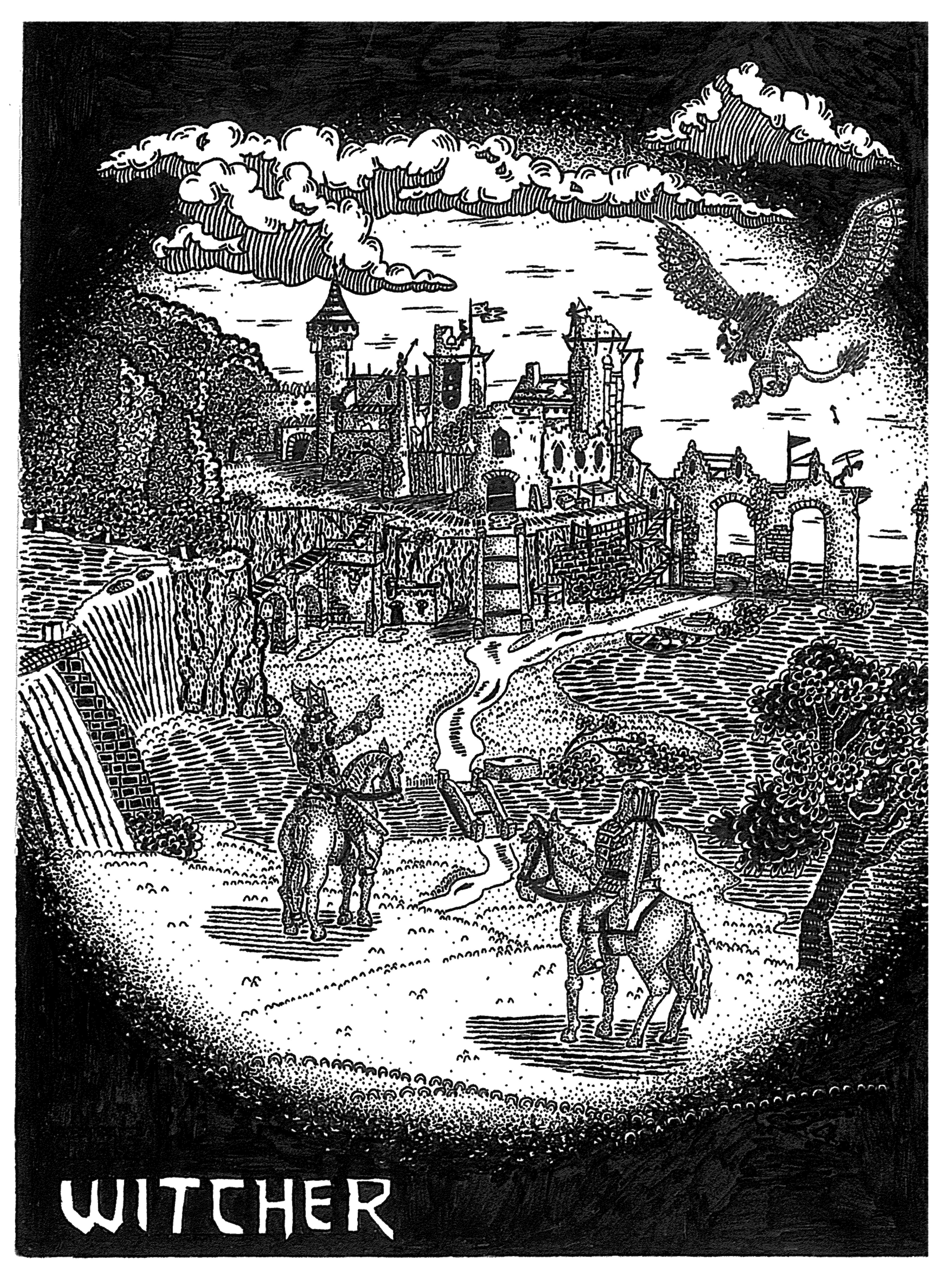 Witcher - Illustration Originale medieval/fantasy imprimée A3